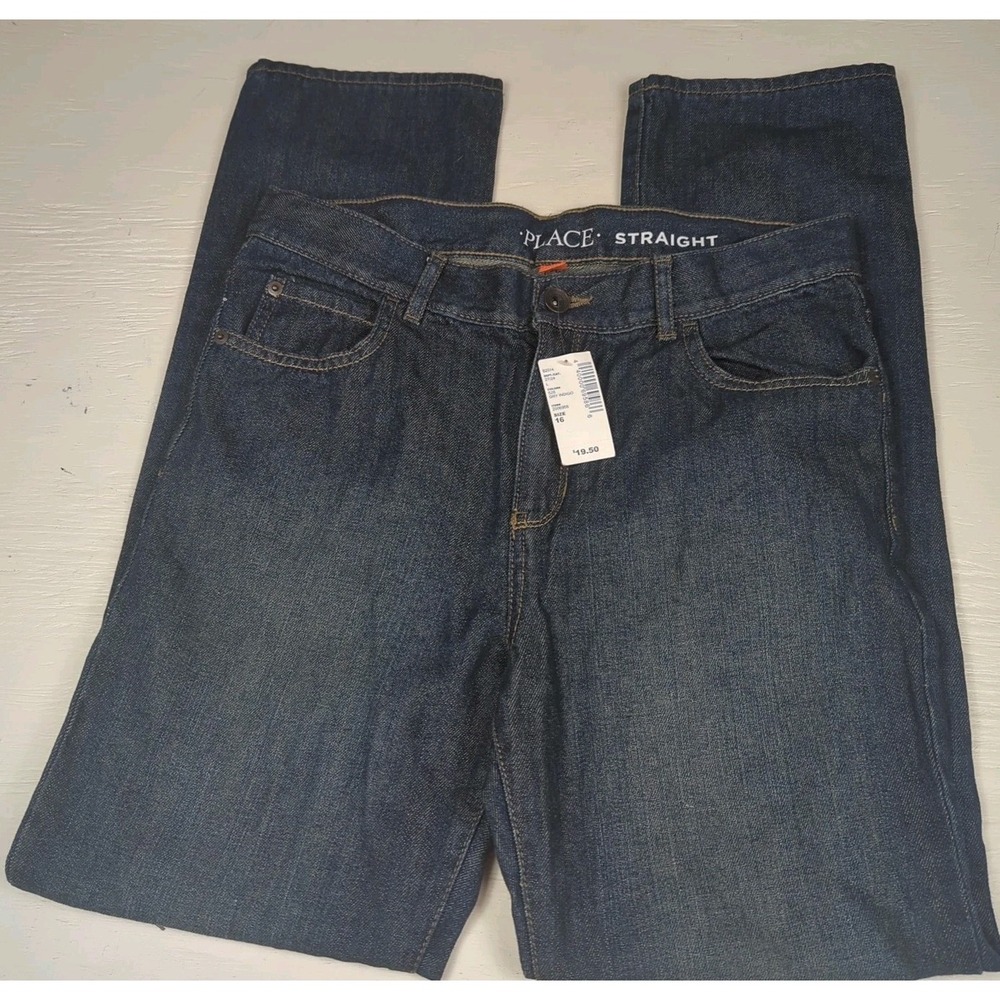 Children's Place Boys Straight Jeans Size 16 Indigo Adjustable Waist‎ NWT